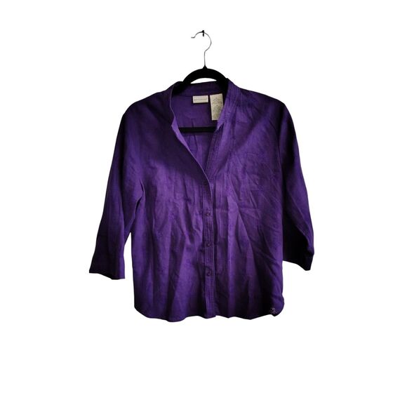 White Stag Women's Medium Purple Button-Up Long Sleeve Shirt - Picture 1 of 5